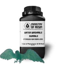 Load image into Gallery viewer, MOR Water Washable Durable Translucent Emerald Green, 1kg of Non Brittle LCD SLA 3d Resin