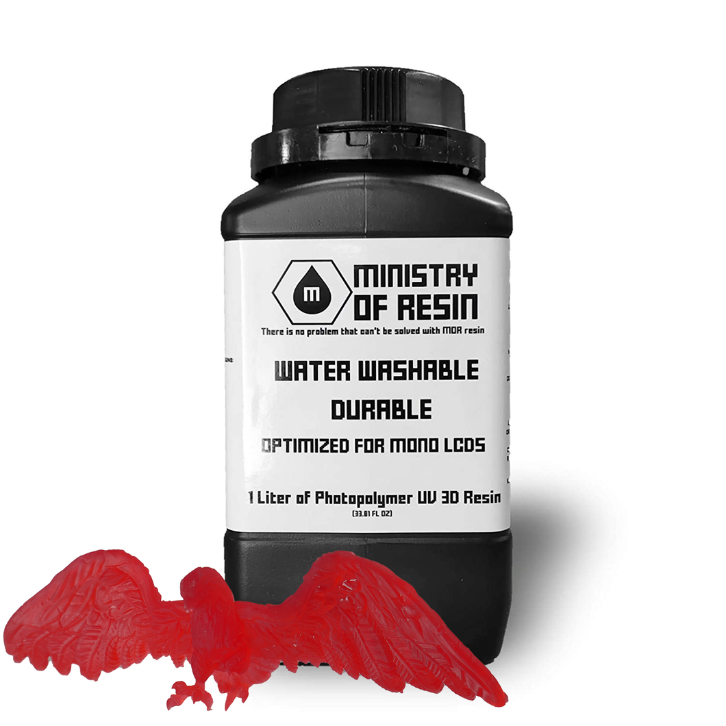 MOR Water Washable Durable Translucent Ruby Red, 1kg of Non Brittle LCD SLA Resin